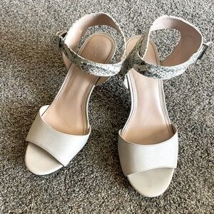 Gray and snake skin heels